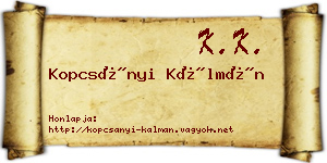 Kopcsányi Kálmán névjegykártya