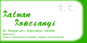 kalman kopcsanyi business card